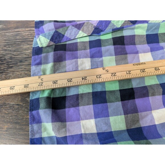 Talbots Green Purple Plaid Button Down Shirt Womens Large - Picture 7 of 7